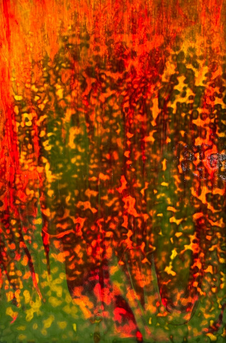 Emerald Grn Opal, Orange & Red High Strike - Stained Glass Express 