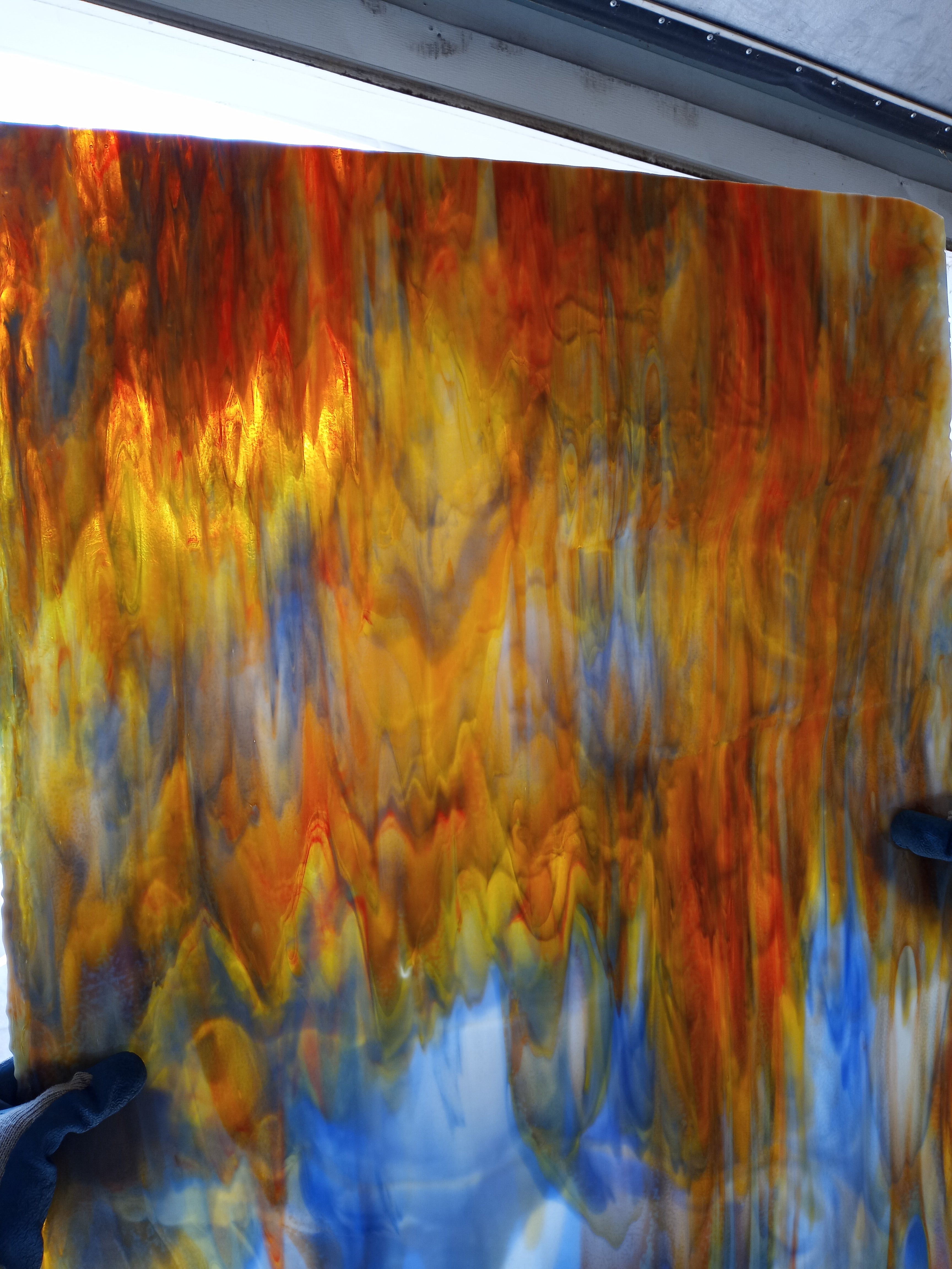 Evening Sky Blue and Orange Streaky – Stained Glass Express