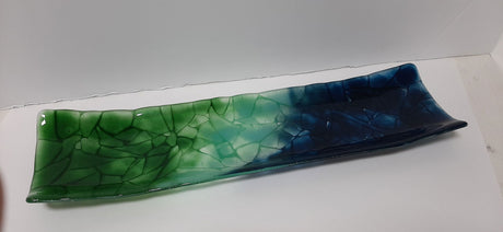 Fun Night Out Fused Glass Crackle Platter - Stained Glass Express 