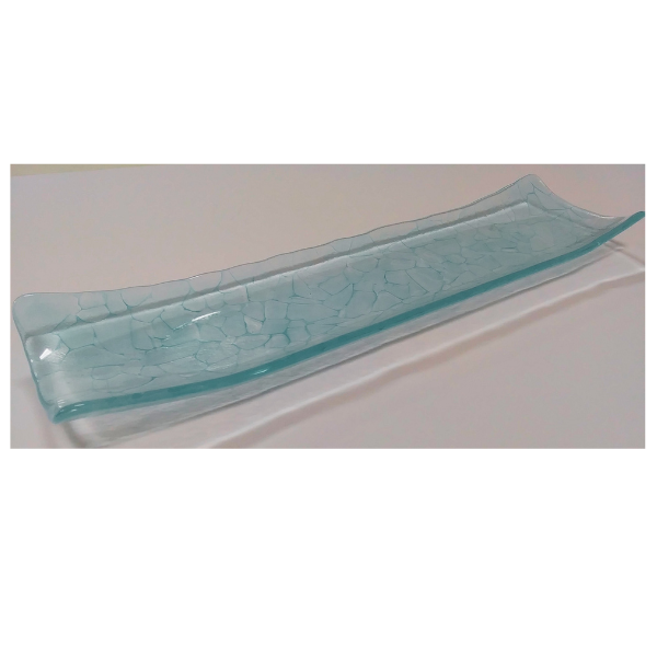 Fun Night Out Fused Glass Crackle Platter - Stained Glass Express 