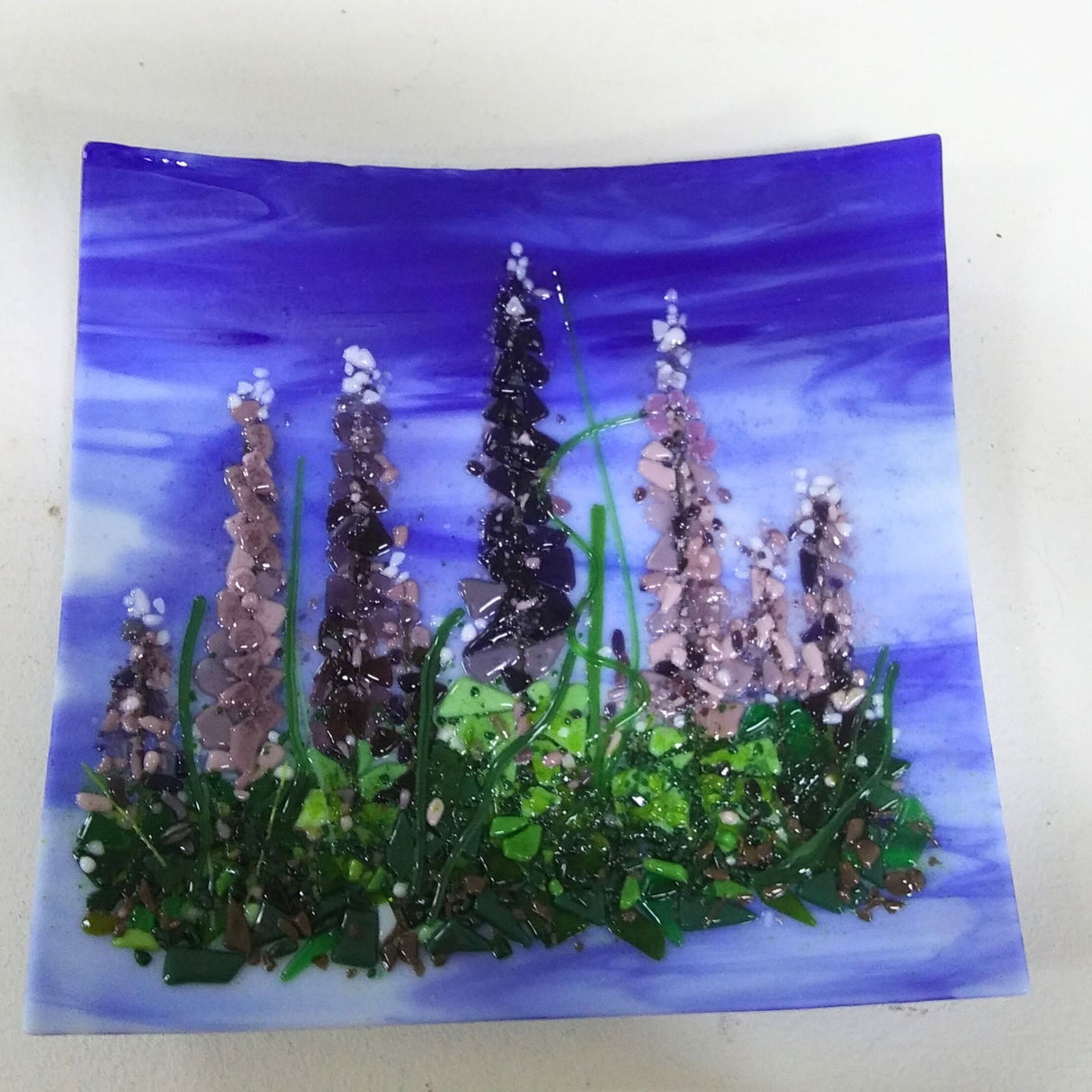 Fun Night Out Lupine Platter - Stained Glass Express 