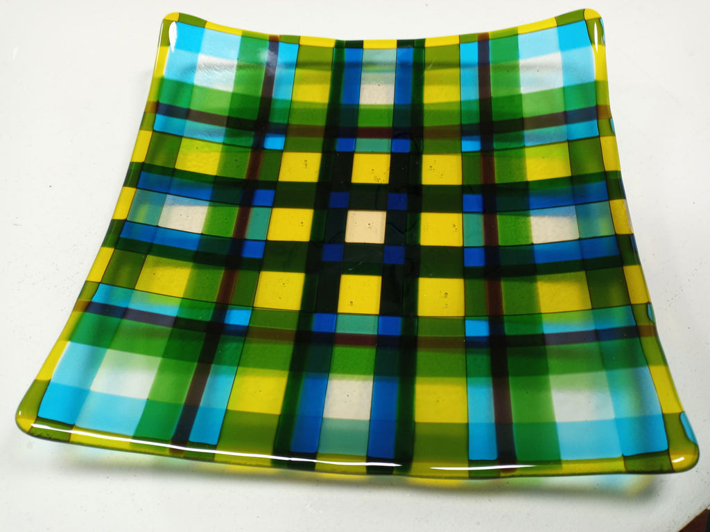 Fun Night Out Plaid Plate - Stained Glass Express 