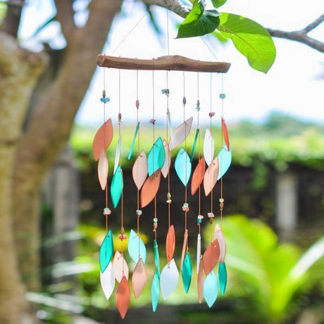 Coral and Teal Beaded Glass Chime