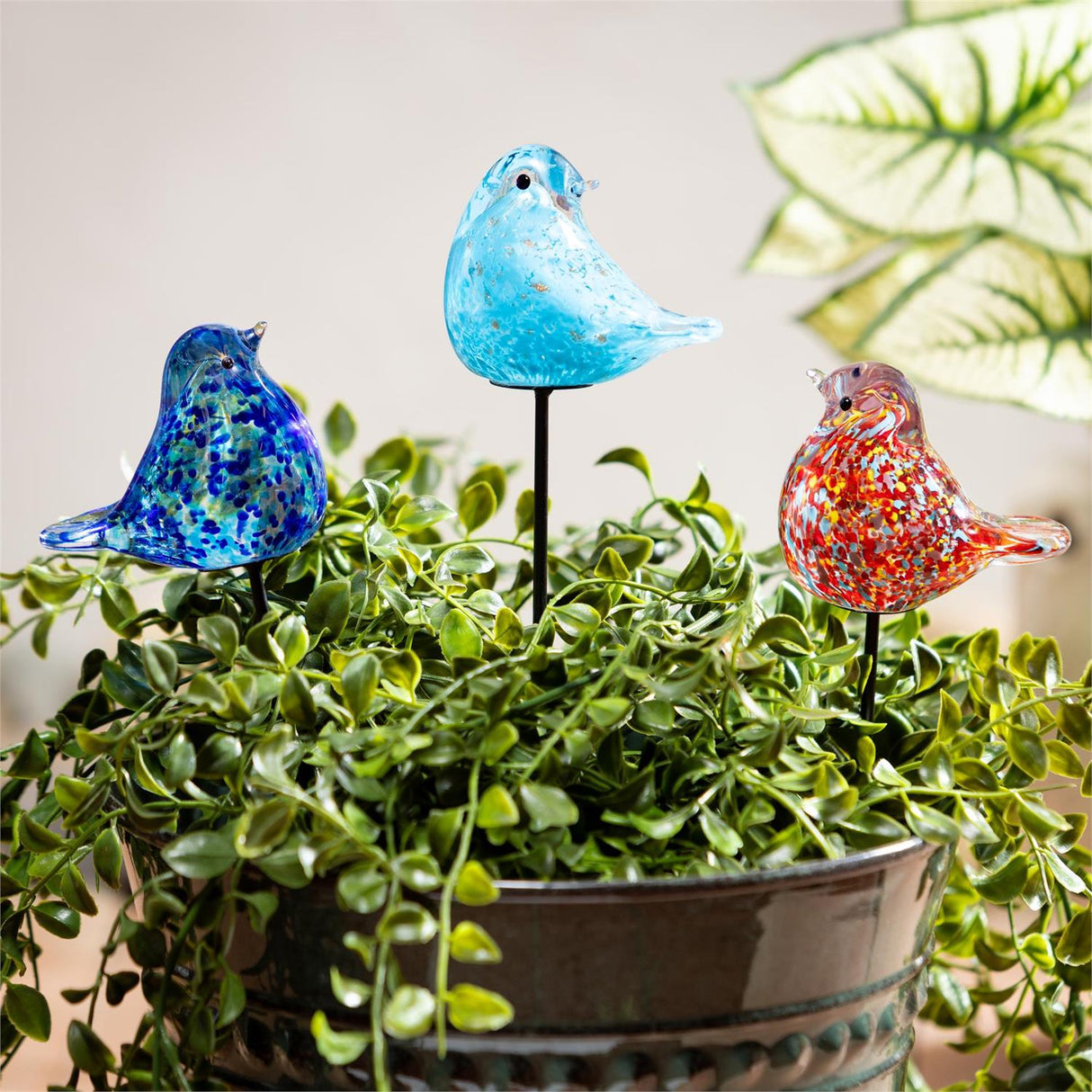 Bird Glass Plant Pick