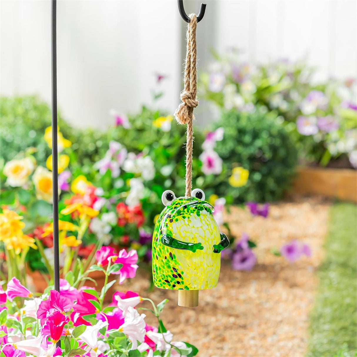 Garden Bell Art Glass Frog