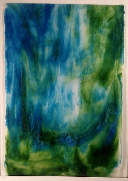 Greens on White w/ Blue Highlights Stipple - Stained Glass Express 