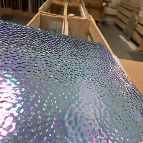 Pale Blue Hammered Iridescent