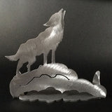 Howling Wolf Brushed Aluminum Art Stand