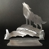 Howling Wolf Brushed Aluminum Art Stand