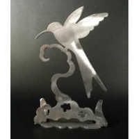 Hummingbird Brushed Aluminum Art Stand - Stained Glass Express 