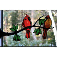 Inspiration Kit Window Frame Birds Branch Up 2 Cardinals - Stained Glass Express 