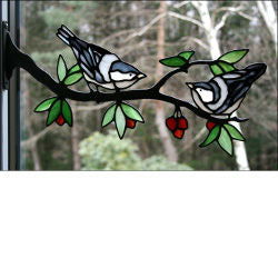 Inspiration Kit Window Frame Birds on Branches Nuthatch Pair - Stained Glass Express 