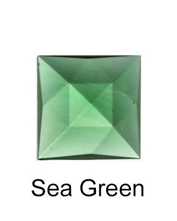 Jewel, Faceted Square 25mm   Sea Green - Stained Glass Express 