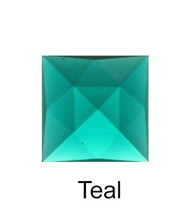 Jewel, Faceted Square 25mm   Teal - Stained Glass Express 