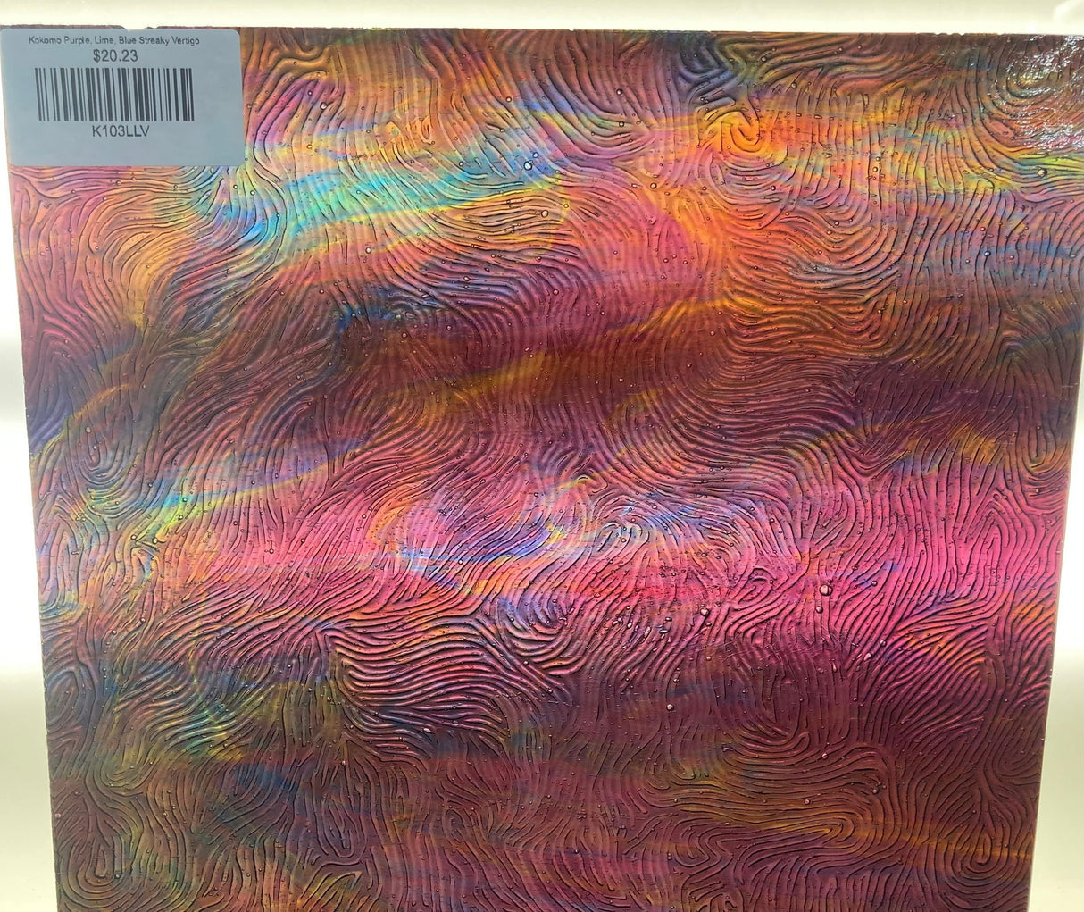 Kokomo Purple, Lime, Blue Streaky Vertigo - Stained Glass Express 