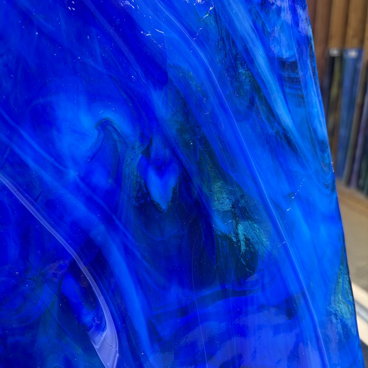 Light Blue with Dark Blue and White Wispy