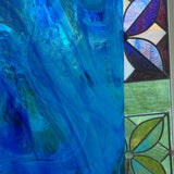 Light Blue with Dark Blue and White Wispy