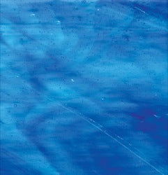 Lt Blue w/ Dk Blue, White Wispy Opal - Stained Glass Express 