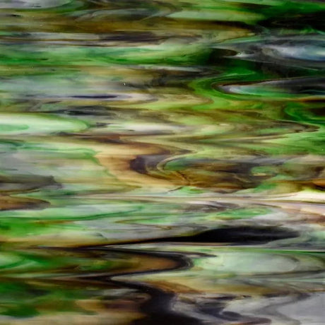 Medium Green, Brown, White Wispy Opal - Stained Glass Express 