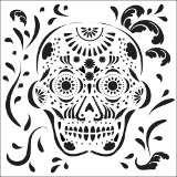 Mexican Skull Fusing Stencil - Stained Glass Express 