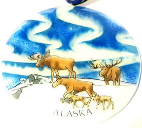 Northern Lights Moose Suncatcher - Stained Glass Express 