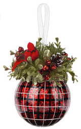 ORNAMENT MISTLETOE PLAID - Stained Glass Express 