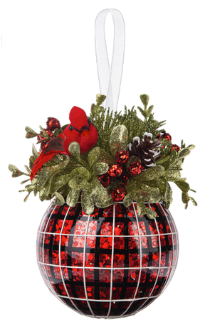 ORNAMENT MISTLETOE PLAID - Stained Glass Express 