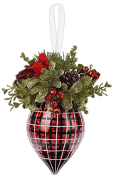 ORNAMENT MISTLETOE PLAID - Stained Glass Express 