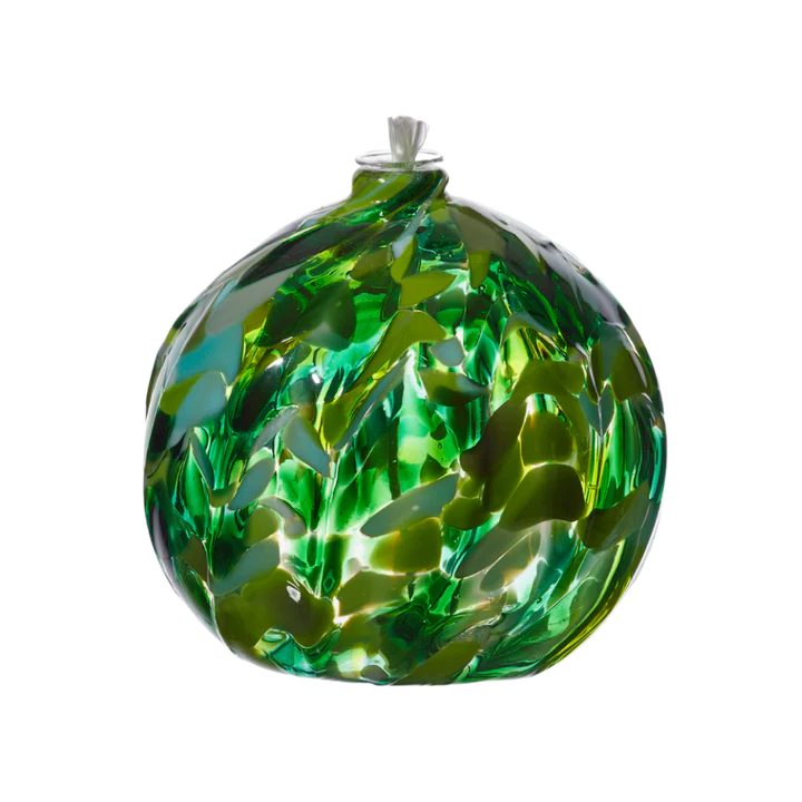 Oil Lamp Nature's Whimsy Meadow Green - Stained Glass Express 