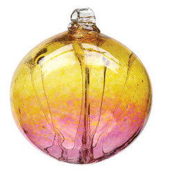 Olde English Witch Ball Gold and Cranberry 6 inch - Stained Glass Express 