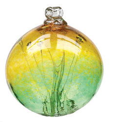 Olde English Witch Ball Gold and Green 6 inch - Stained Glass Express 