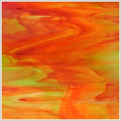 Orange, Green & White Wispy Opal - Stained Glass Express 