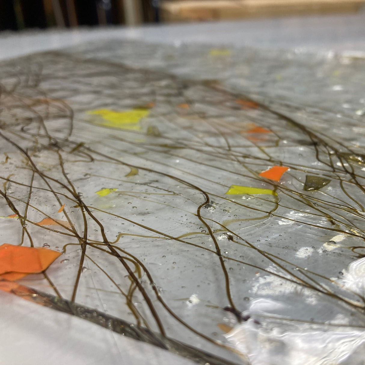 Orange, Yellow, Brown Streamers on Clear_4