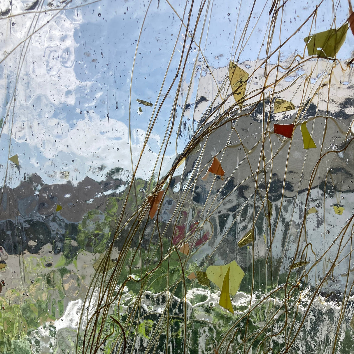 Orange, Yellow, Brown Streamers on Clear_7