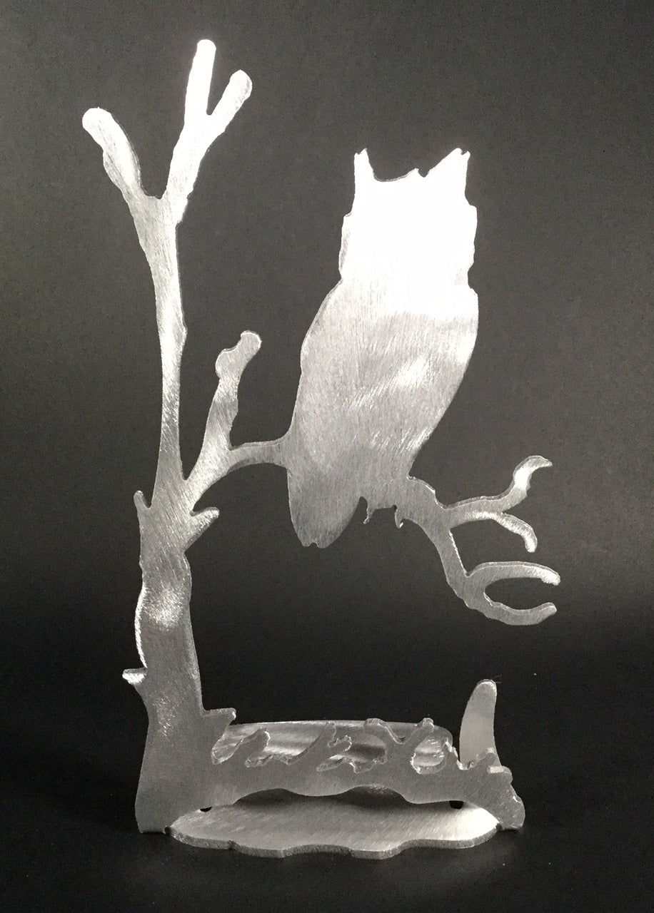 Owl Brushed Aluminum Art Stand