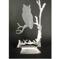Owl Brushed Aluminum Art Stand - Stained Glass Express 