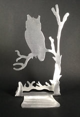 Owl Brushed Aluminum Art Stand