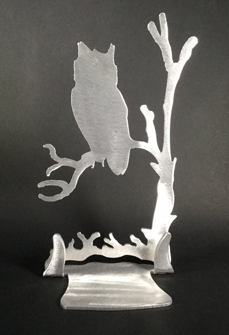 Owl Brushed Aluminum Art Stand