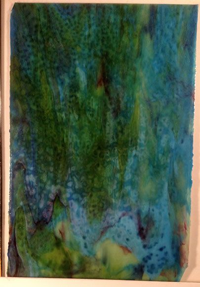 Pale Grn Ice, Copper Blue, Gld, Purple, & Dk Grn Stipple - Stained Glass Express 