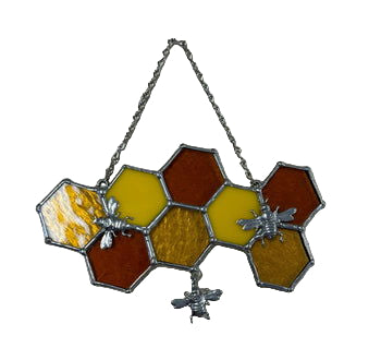 Panel Honeycomb with Bees - Stained Glass Express 