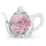 Paperweight Pink Rose Teapot - Stained Glass Express 