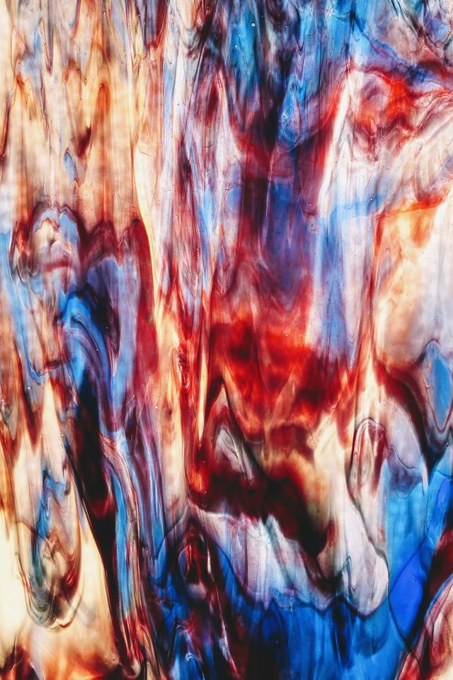 Red with White & Cobalt Blue True Dichro - Stained Glass Express 