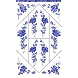 Rose Corners Stencil Rub N Etch - Stained Glass Express 