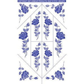 Rose Corners Stencil Rub N Etch - Stained Glass Express 