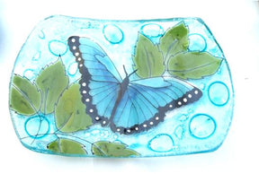 SOAP DISH BLUE BUTTERFLY - Stained Glass Express 