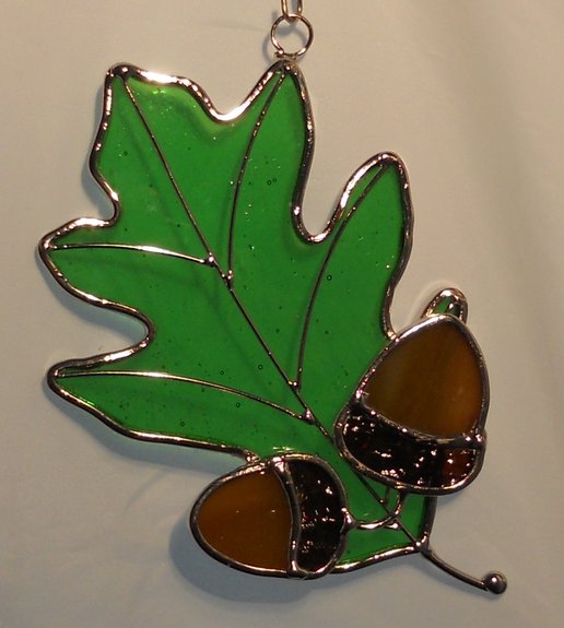 SUNCATCHER OAK LEAF WITH ACORN - Stained Glass Express 