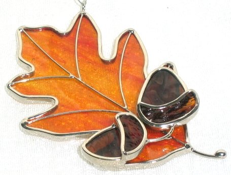 SUNCATCHER OAK LEAF WITH ACORN - Stained Glass Express 