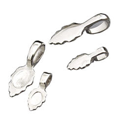 Silver Plated Leaf Bail Large  25 Pack - Stained Glass Express 