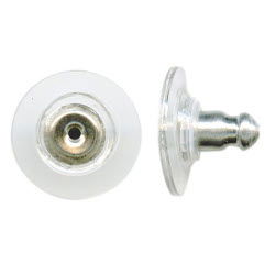 Silver Tone Earring Post Backs with Rubber Grip  1 Gross - Stained Glass Express 
