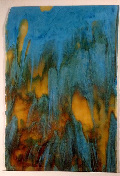 Silver, Yel, Blu w/ Orange & Brn Highlights Stipple - Stained Glass Express 